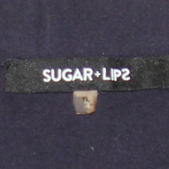 Sugar + Lips, Top, XL, Navy Blue, Off-Shoulder, Long Bell Sleeves, Rayon Spandex - Picture 5 of 5